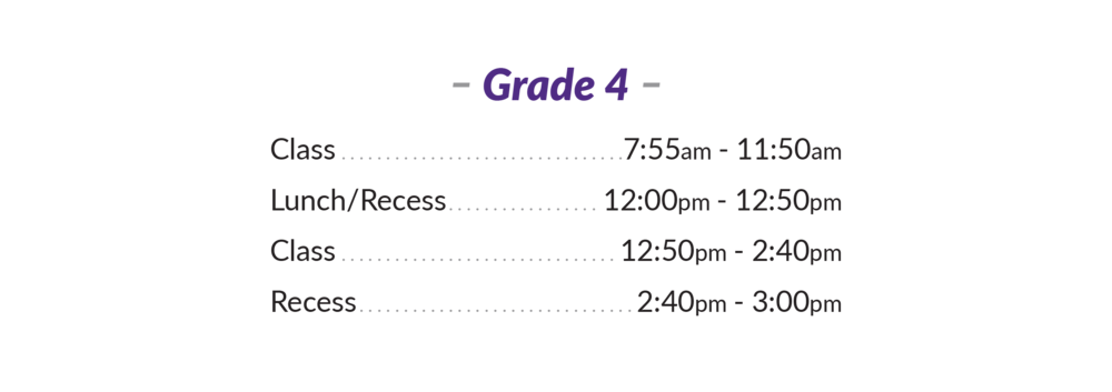 Grade 4 Bell Schedule