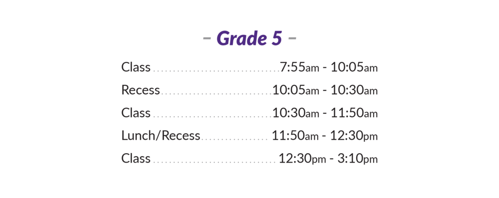 Grade 5 Bell Schedule